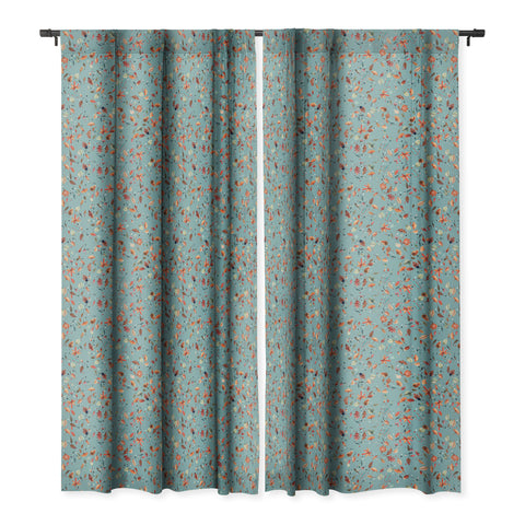 Ninola Design Little Autumn Leaves Blue Blackout Window Curtain