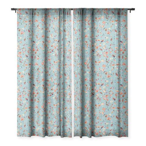 Ninola Design Little Autumn Leaves Blue Sheer Non Repeat