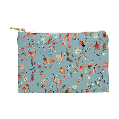 Ninola Design Little Autumn Leaves Blue Pouch
