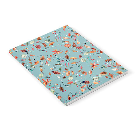 Ninola Design Little Autumn Leaves Blue Notebook