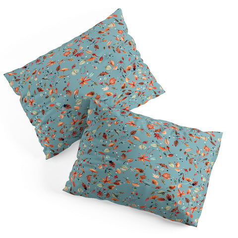 Ninola Design Little Autumn Leaves Blue Pillow Shams