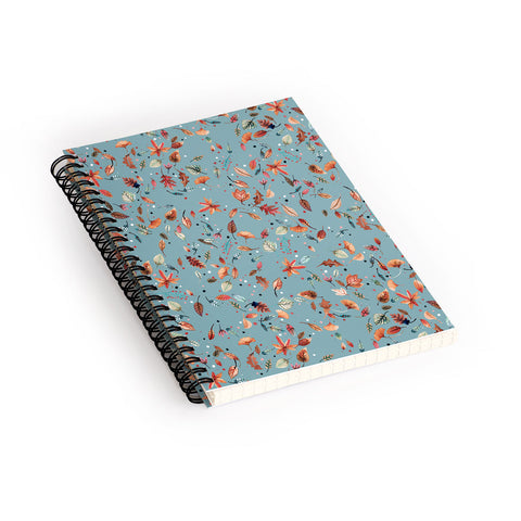Ninola Design Little Autumn Leaves Blue Spiral Notebook