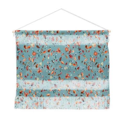 Ninola Design Little Autumn Leaves Blue Wall Hanging Landscape