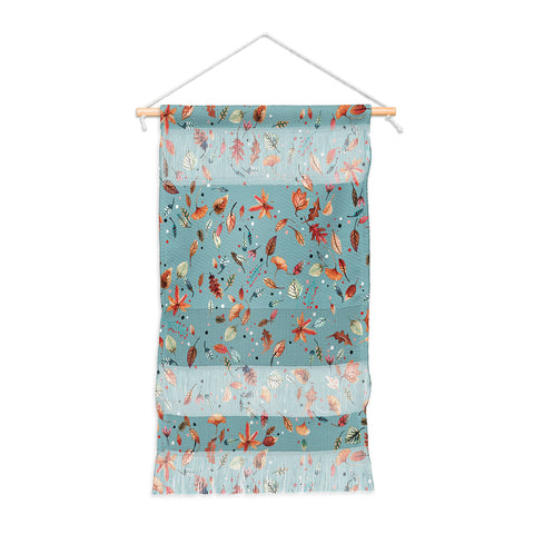 Ninola Design Little Autumn Leaves Blue Wall Hanging Portrait