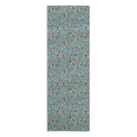 Ninola Design Little Autumn Leaves Blue Yoga Towel