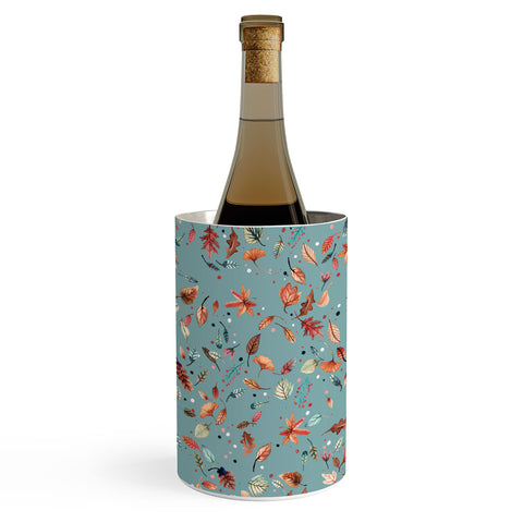 Ninola Design Little Autumn Leaves Blue Wine Chiller