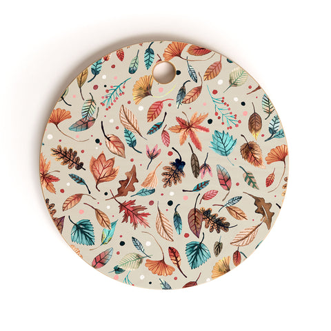 Ninola Design Little Autumn Leaves Cutting Board Round
