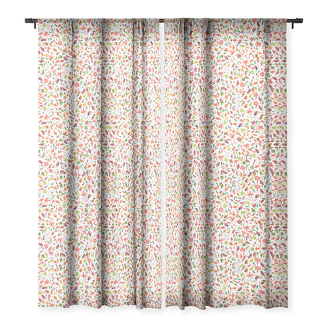 Ninola Design Little autumn leaves Red Sheer Window Curtain