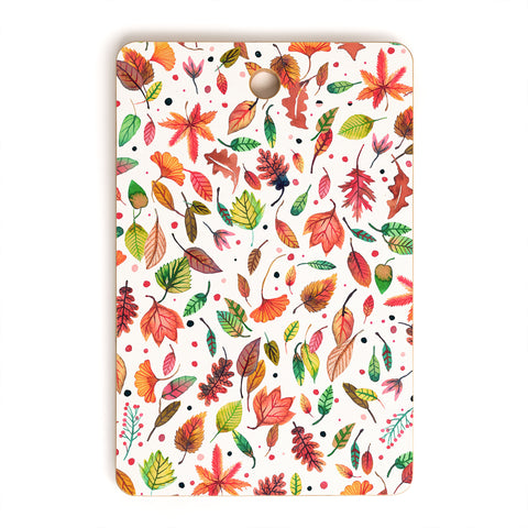 Ninola Design Little autumn leaves Red Cutting Board Rectangle