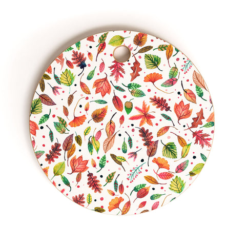 Ninola Design Little autumn leaves Red Cutting Board Round