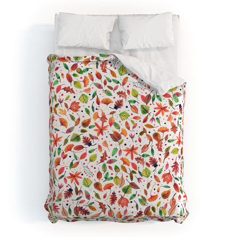Ninola Design Little autumn leaves Red Duvet Cover