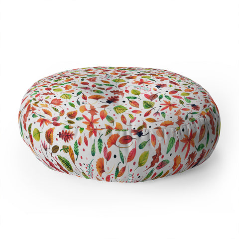 Ninola Design Little autumn leaves Red Floor Pillow Round