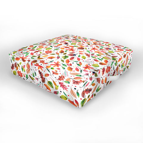 Ninola Design Little autumn leaves Red Outdoor Floor Cushion