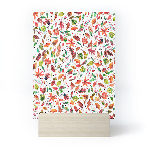 Ninola Design Little autumn leaves Red Mini Art Print