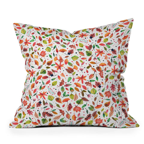 Ninola Design Little autumn leaves Red Throw Pillow