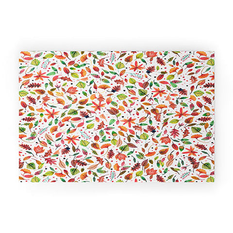 Ninola Design Little autumn leaves Red Welcome Mat
