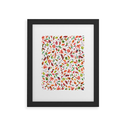 Ninola Design Little autumn leaves Red Framed Art Print