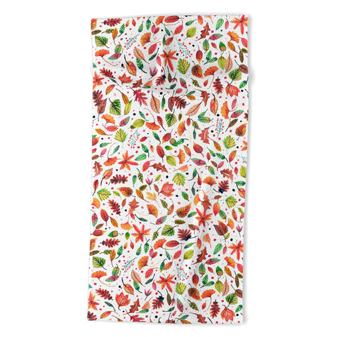Ninola Design Little autumn leaves Red Beach Towel