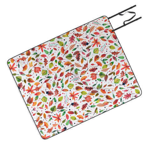 Ninola Design Little autumn leaves Red Picnic Blanket