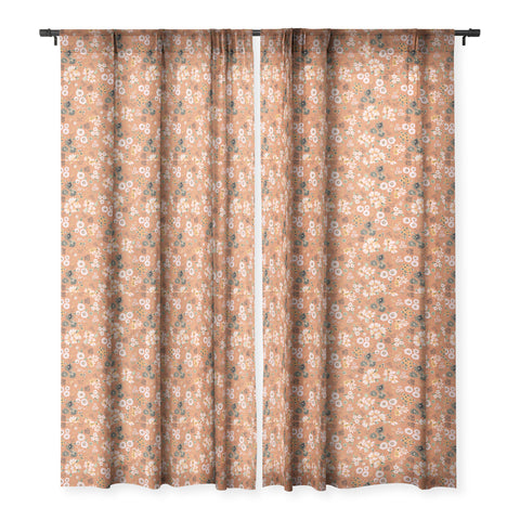 Ninola Design Little desert flowers Terracota Sheer Window Curtain