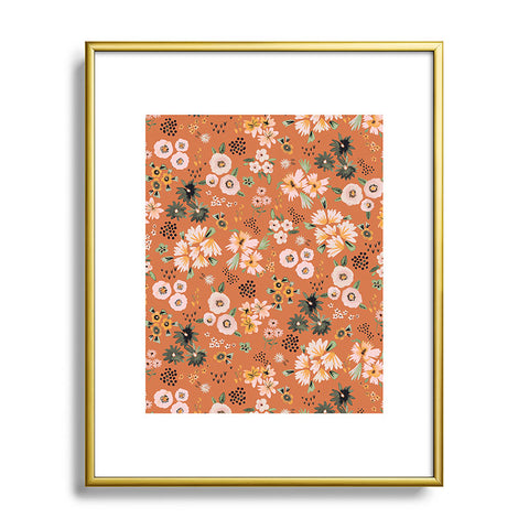 Ninola Design Little desert flowers Terracota Metal Framed Art Print