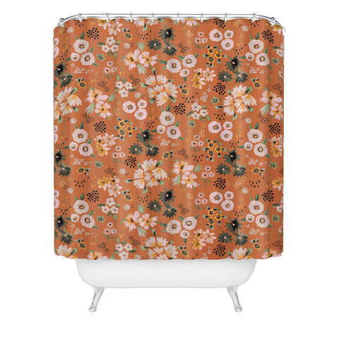 Ninola Design Little desert flowers Terracota Shower Curtain
