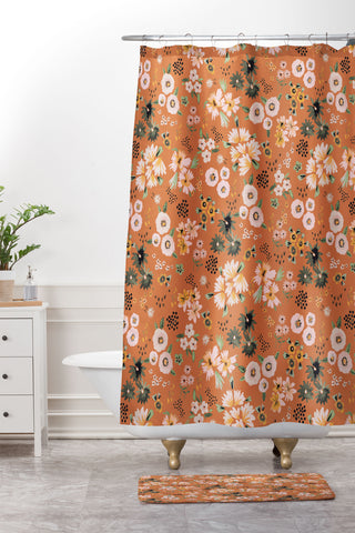 Ninola Design Little desert flowers Terracota Shower Curtain And Mat