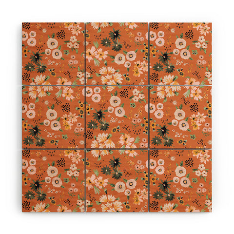 Ninola Design Little desert flowers Terracota Wood Wall Mural
