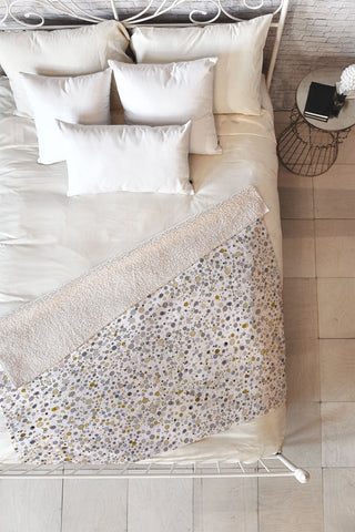 Ninola Design Little dots gold silver Fleece Throw Blanket