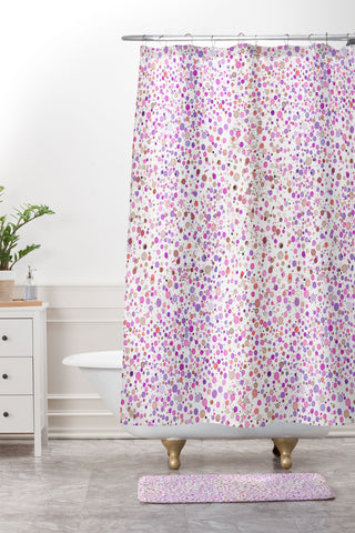 Ninola Design Little dots pink Shower Curtain And Mat