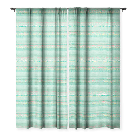 Ninola Design Little Dots Textured Green Sheer Window Curtain