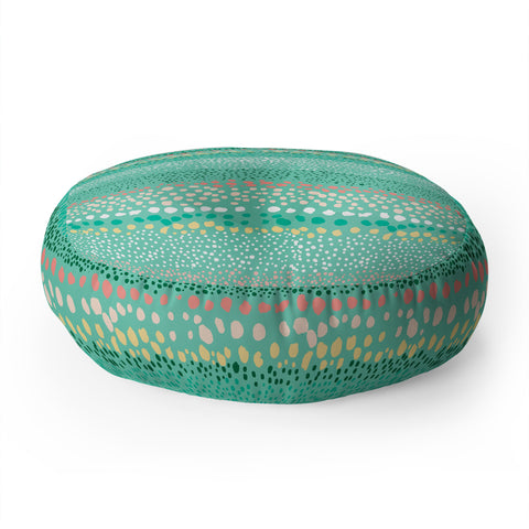 Ninola Design Little Dots Textured Green Floor Pillow Round