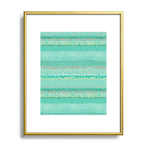 Ninola Design Little Dots Textured Green Metal Framed Art Print