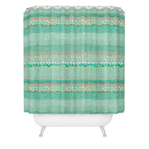 Ninola Design Little Dots Textured Green Shower Curtain