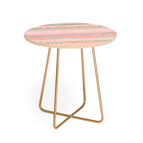 Ninola Design Little Dots Textured Pink Round Side Table