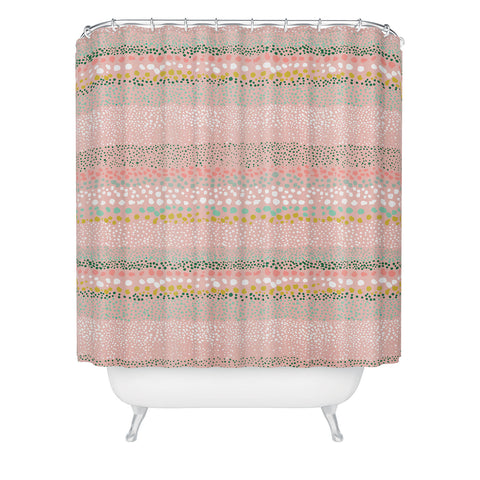 Ninola Design Little Dots Textured Pink Shower Curtain