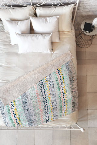 Ninola Design Little Dots Textured White Fleece Throw Blanket