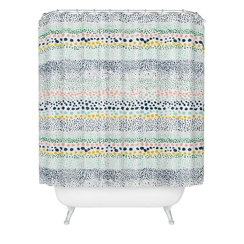 Ninola Design Little Dots Textured White Shower Curtain