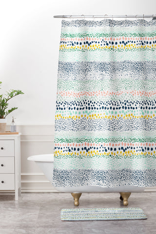 Ninola Design Little Dots Textured White Shower Curtain And Mat