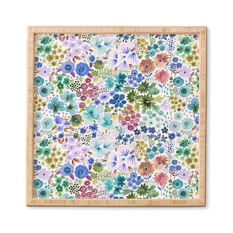 Ninola Design Little expressive flowers Blue Framed Wall Art