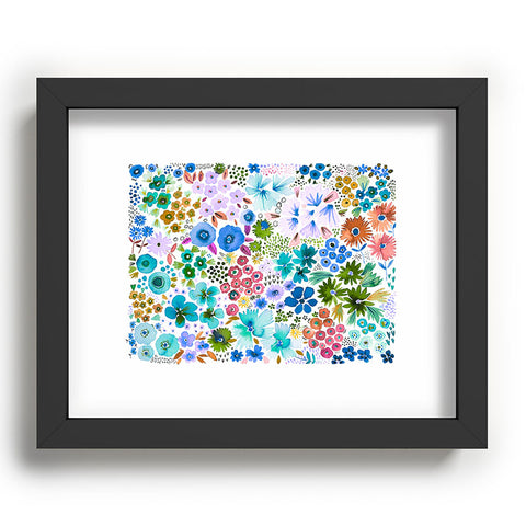 Ninola Design Little expressive flowers Blue Recessed Framing Rectangle
