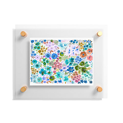 Ninola Design Little expressive flowers Blue Floating Acrylic Print