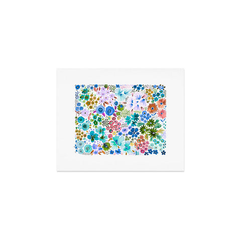 Ninola Design Little expressive flowers Blue Art Print