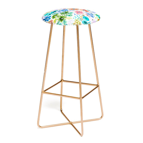 Ninola Design Little expressive flowers Blue Bar Stool