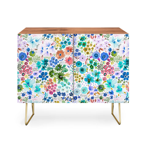 Ninola Design Little expressive flowers Blue Credenza