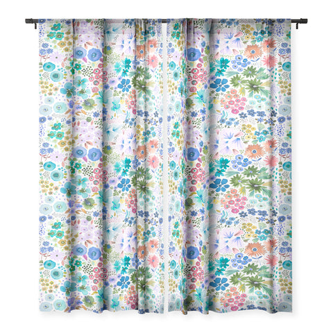 Ninola Design Little expressive flowers Blue Sheer Non Repeat