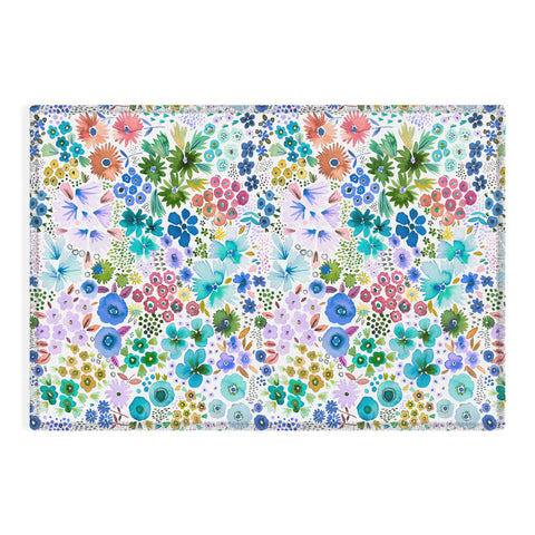 Ninola Design Little expressive flowers Blue Outdoor Rug