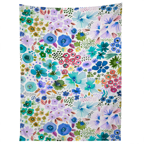 Ninola Design Little expressive flowers Blue Tapestry
