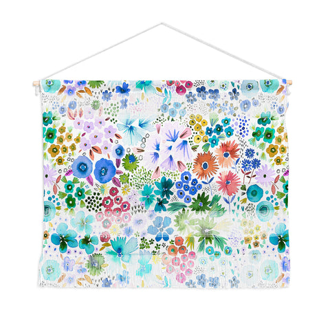 Ninola Design Little expressive flowers Blue Wall Hanging Landscape