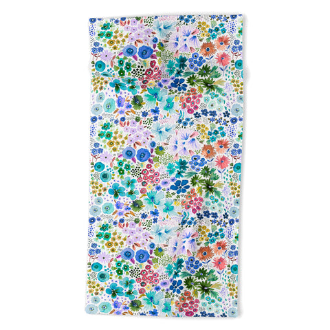 Ninola Design Little expressive flowers Blue Beach Towel